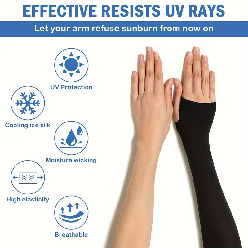 6 Pairs UPF50+ Cooling Arm Sleeves UV Protection Sun Protection Arm Cover Ice Silk Quick‑Dry Breathable Stretch Hand Cover for Cycling Golf Driving Outdoor Sports