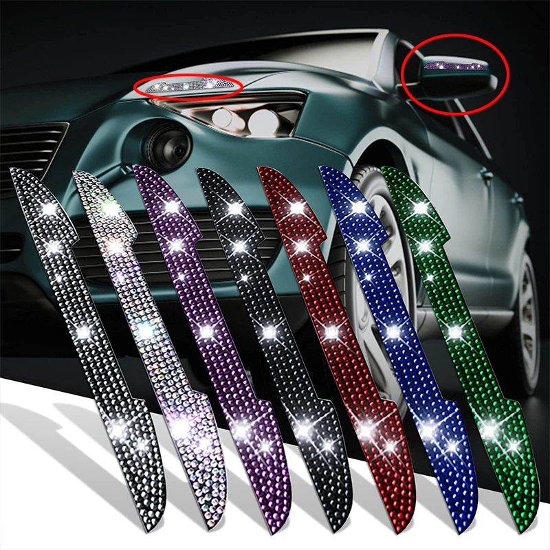 4 PCS Auto Tür Intarsien Diamant Seite Rand Protector Bumper Rückspiegel Anti-Kollision Streifen Scratch Aufkleber Styling moulding