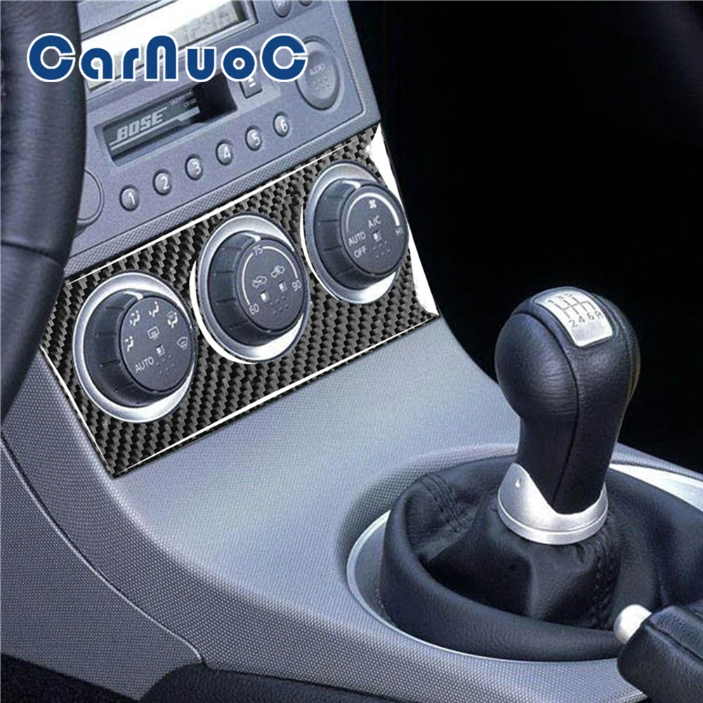 

Black Car Stickers Instrument Knob Decorative Strip For Nissan 2003-2009 Interior Accessories Carbon Fibre Cover Mouldings