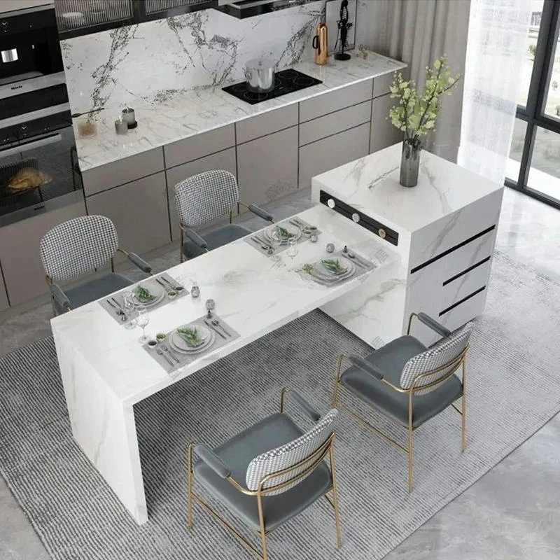 Slate retractable island table integrated open kitchen home simple modern