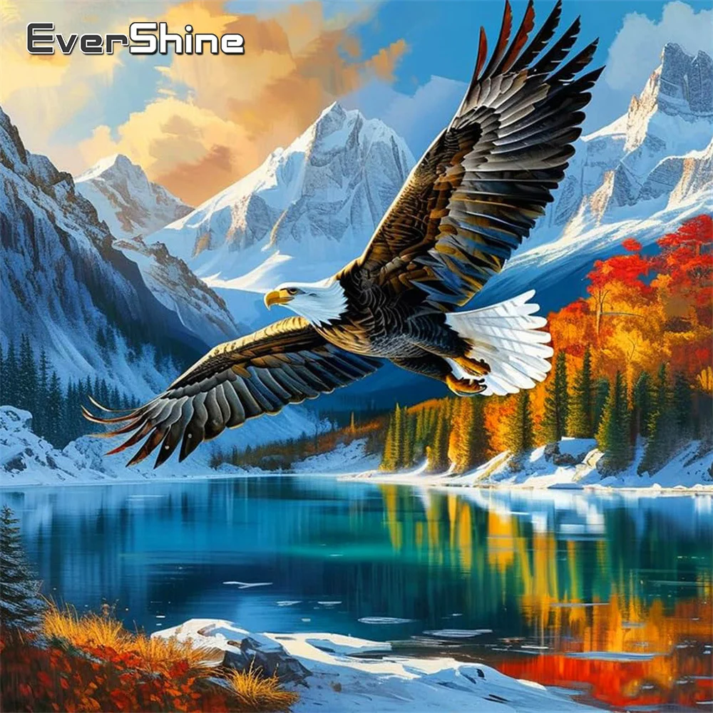 Evershine Vollbohrer Diamant Stickerei Adler Bild von Strass Landschaft Malerei Kits Mosaik Schnee Berg Wand Dekor