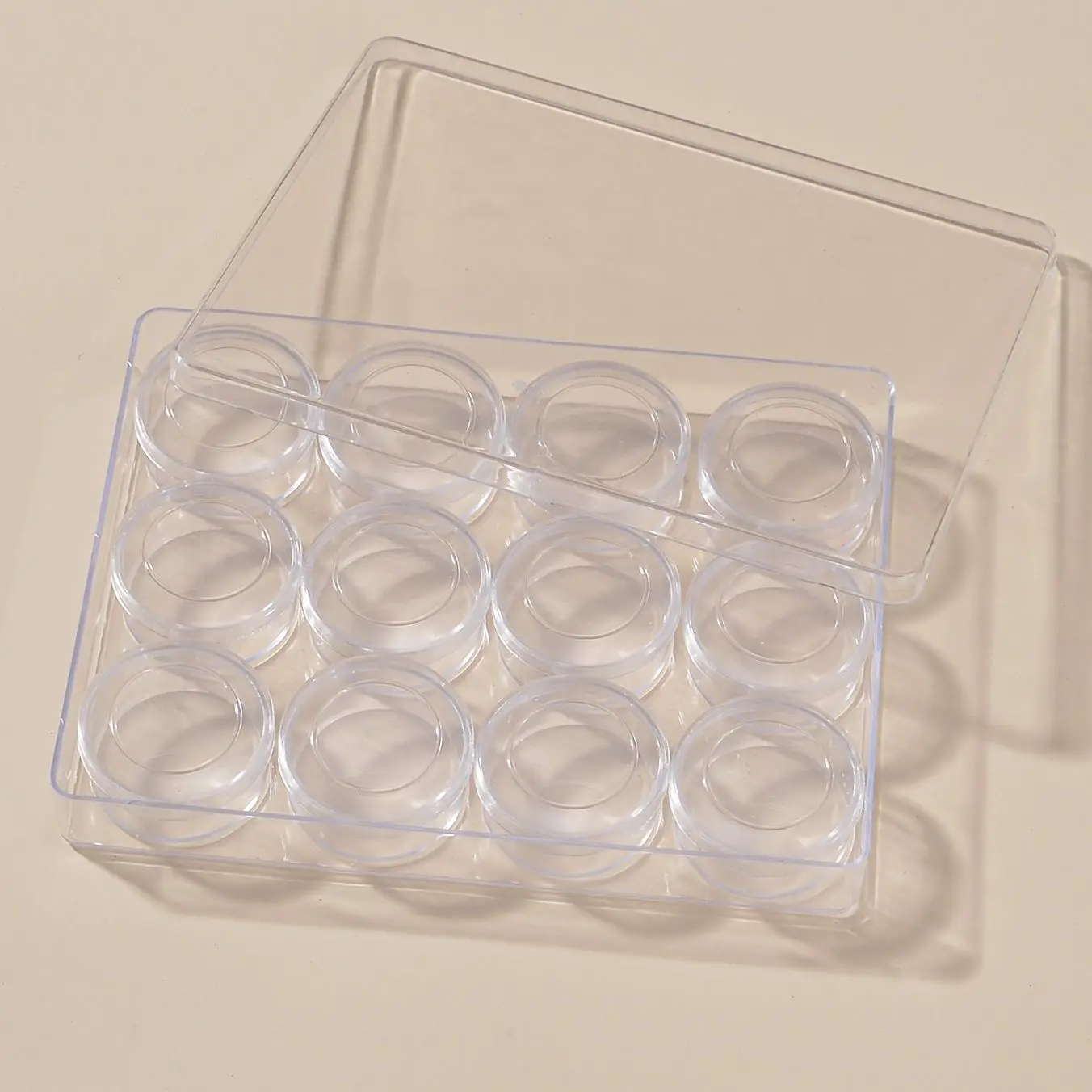 12 Jars Plastic Storage Container Box For Jewelry Beads Round Transparent Clear Transparent Finding Organizer