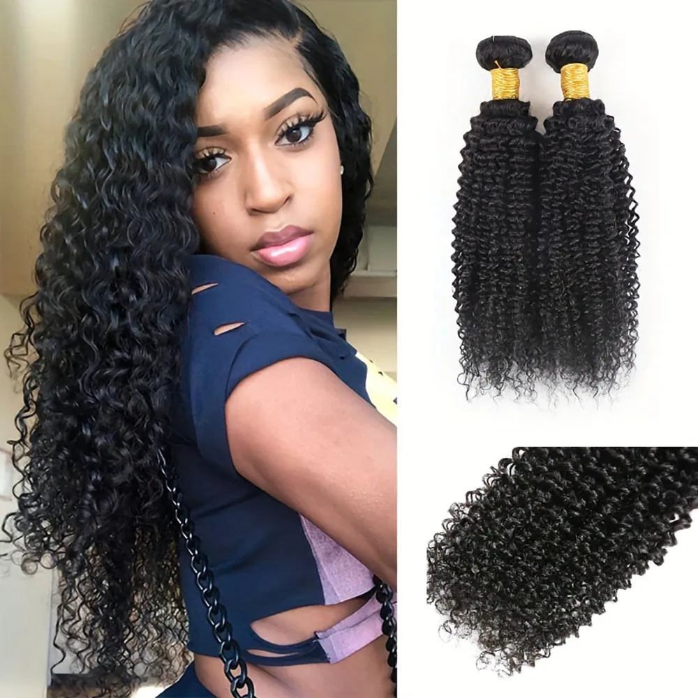

3 Pcs Kinky Curly Bundles Brazalian Human Hair 100% Unprocessed Soft Remy Hair Natural Black Human Hair Extensions For Women