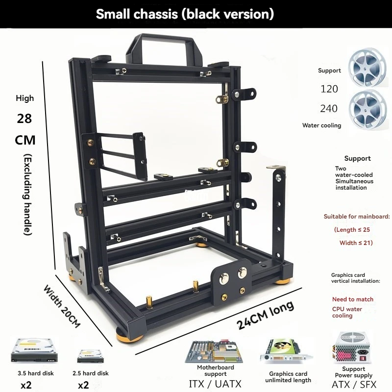 Open Chassis Matx Computer Rack Aluminum Atx Creative Itx Desktop Motherboard Rack Mini Cooling DIY