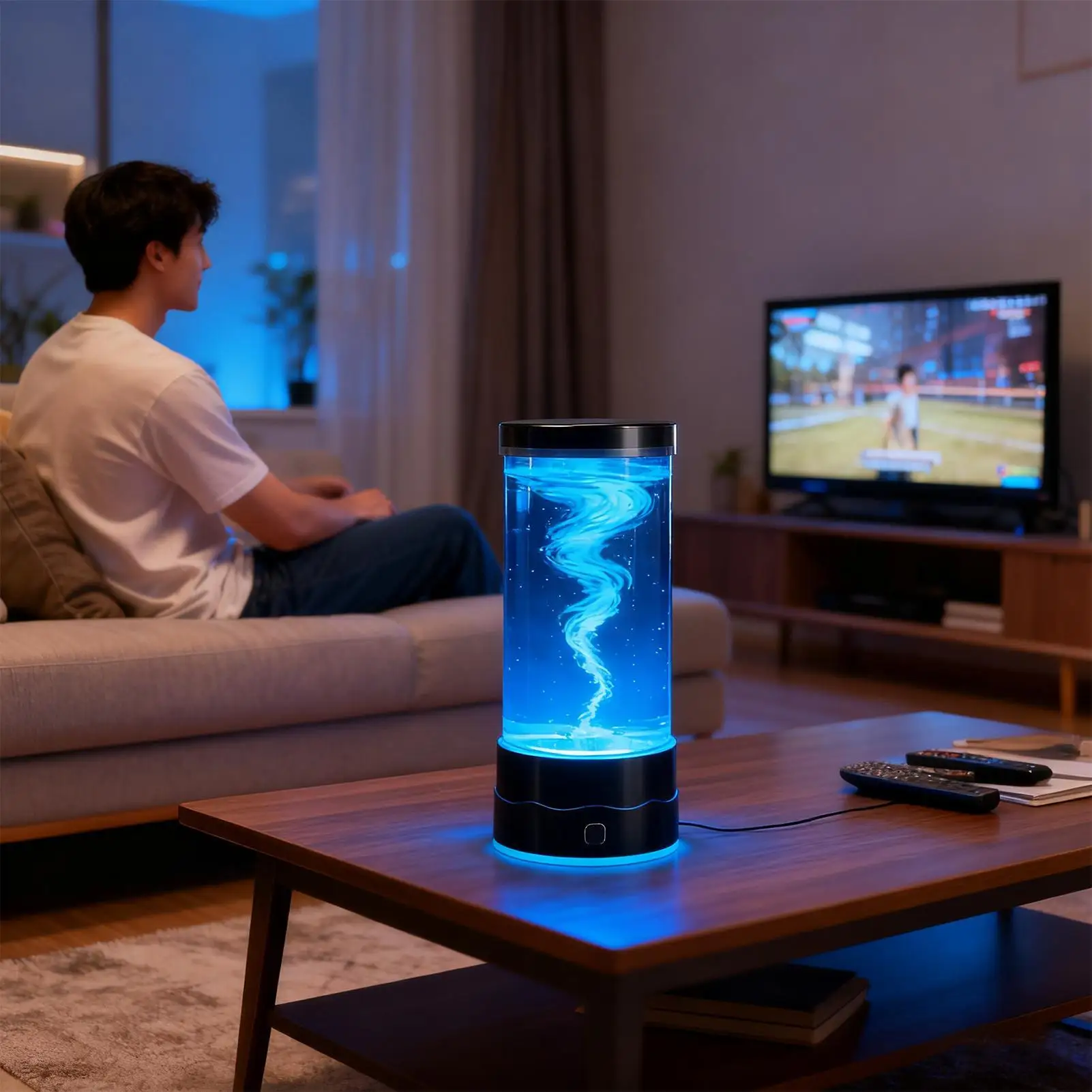 تورنادو ضوء الليل متعدد الألوان بارد متعة الجدول مصباح ديكور المنزل المياه تورنادو ضوء الليل للمنزل النوم مكتب شقة الدراسة