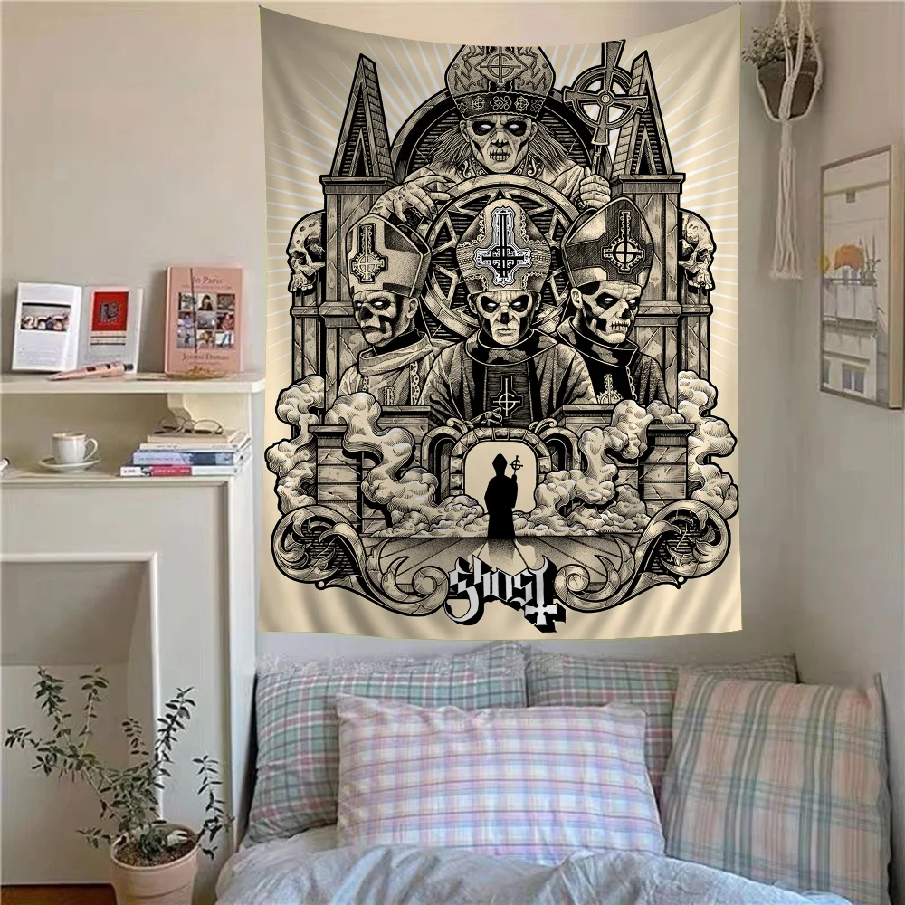 Ghost Band  Funny Cartoon Homer SimpsonS Family Printed Large Wall Tapestry Hanging Tarot Hippie Wall Rugs Dorm Home Decor