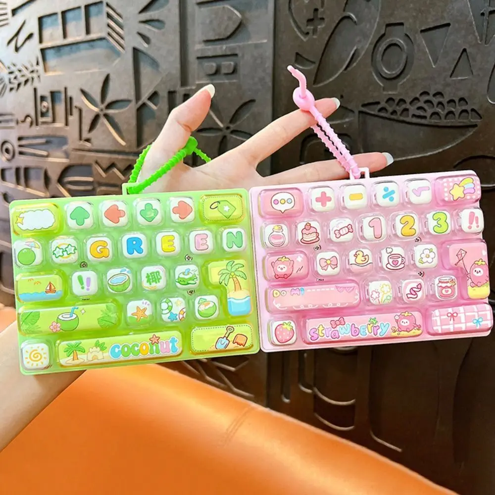 Cartoon 26 Keys Keyboard Keychain Pressable Keys Clicker Sound Fingertip Button Keyring Relaxed Creative Stress Relief Fidget