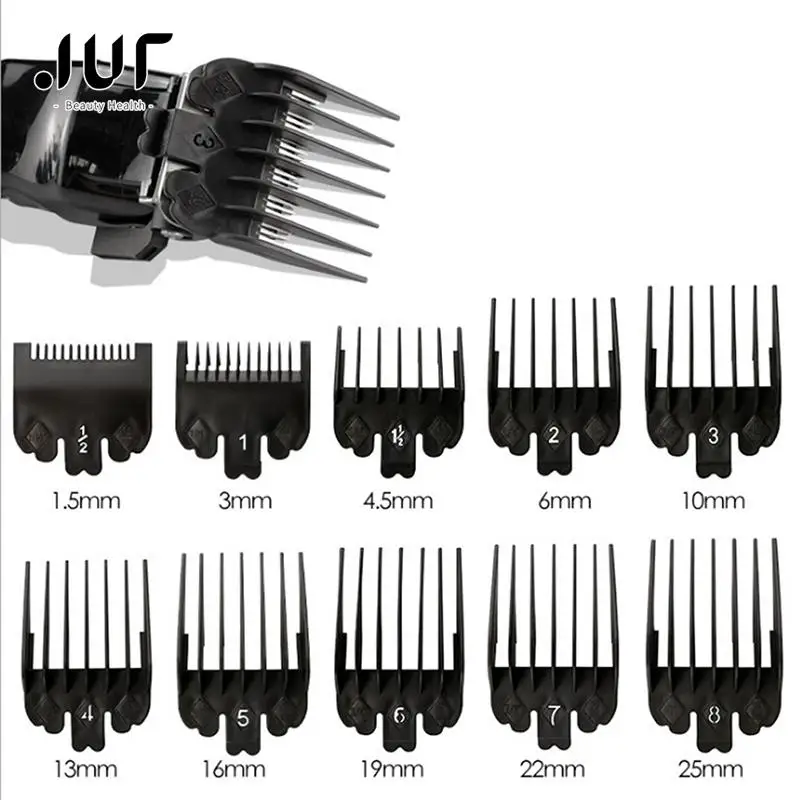 

10PCS/Set Hair Clipper Combs Guide Kit Plastic Hair Trimmer Guards Universal Hair Salon Tools Attachments 1.5-25mm