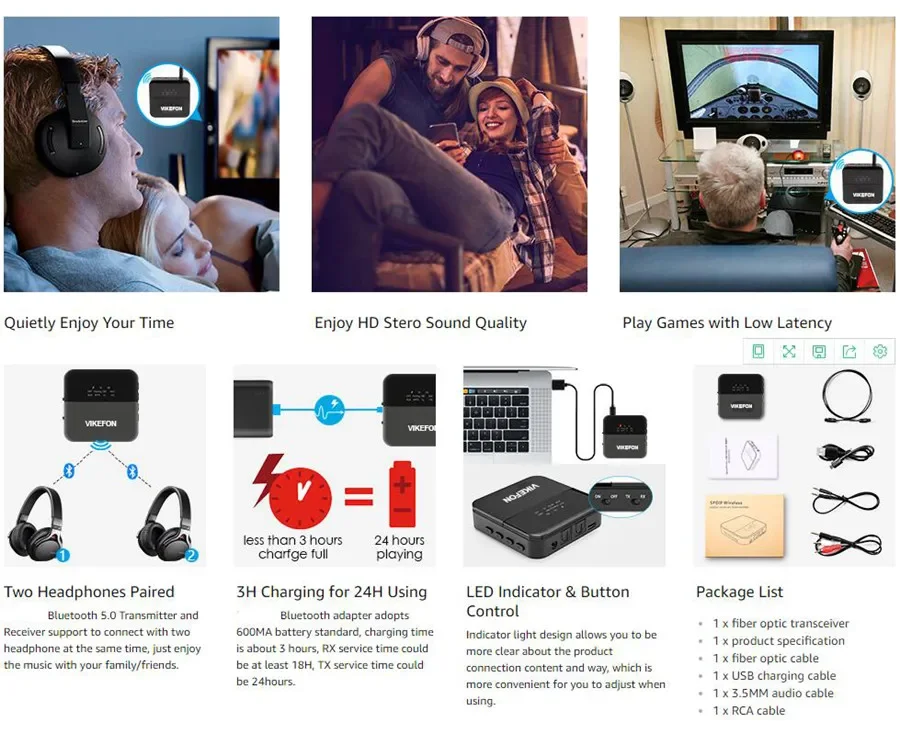 Bluetooth 5.0オーディオトランスミッタレシーバaptx hd ll低レイテンシCSR8675ワイヤレスアダプタrca spdif 3.5ミリメートル用のauxジャックテレビpc車