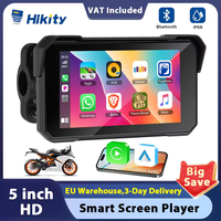 Hikity 5'' IPS Screen Wireless Carplay Motorcycle Monitor GPS Navigation Android Auto Portable Smart Player IP68 Waterproof