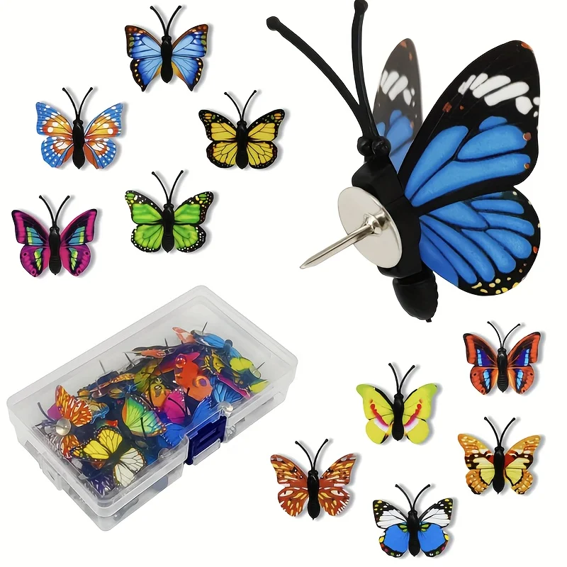 30Pcs Colorful Butterfly Push Pins, Decorative Thumb Tacks for Cork Board & Photo Wall
