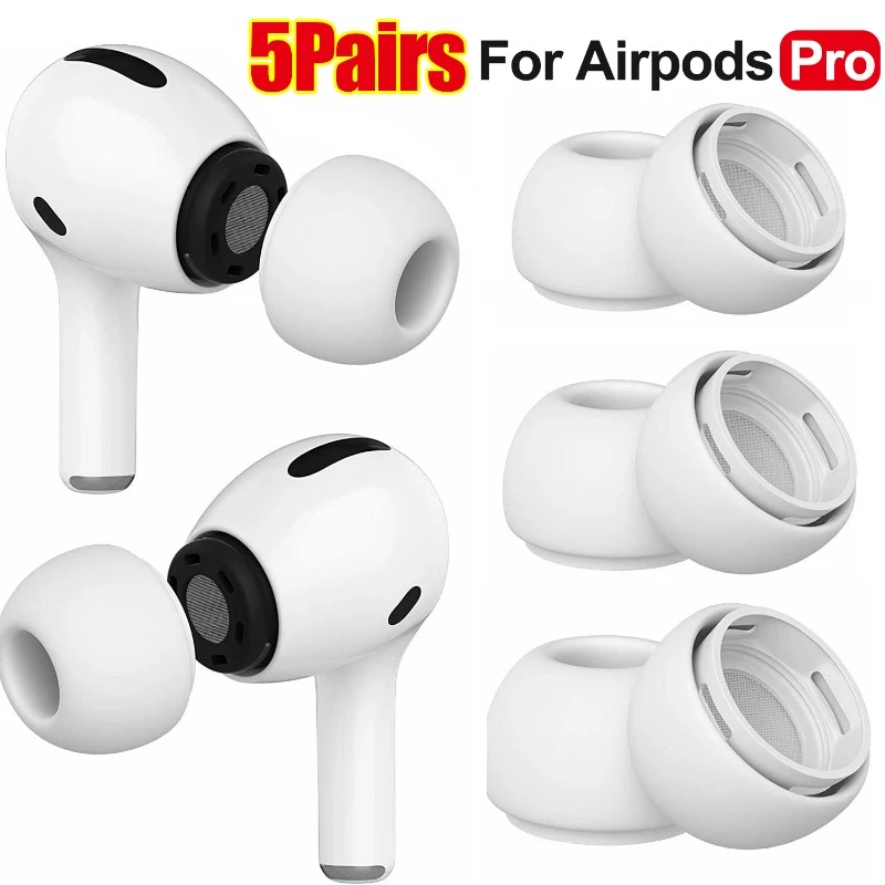 5-1Pairs Silicone Earbuds Replacement Tips Cover For Apple Airpods Pro 1 2 Earphone Accessories XS S M L Anti-Slip Earbuds Cover