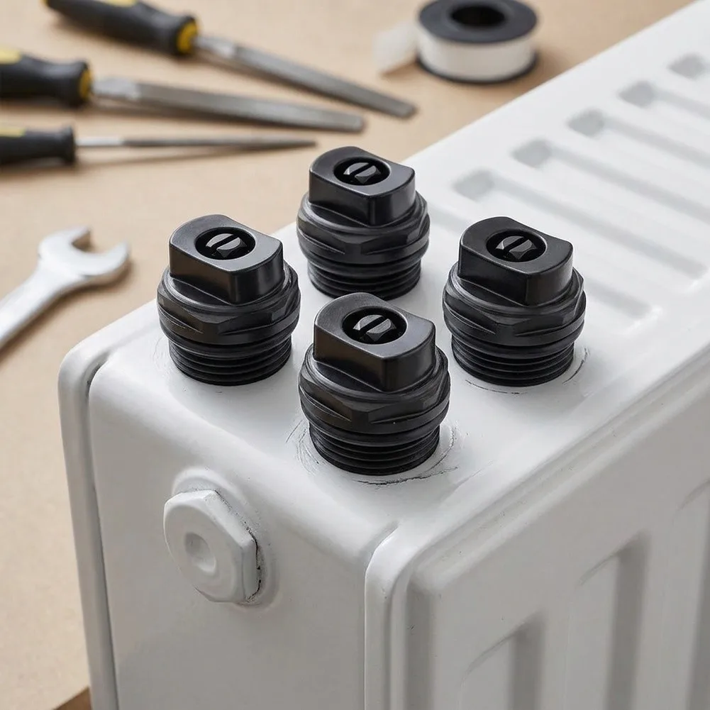4Pcs Black Brass Manual Radiator Bleed Valve G1/2, Towel Rail Air Vent Valve For Heating System Maintenance
