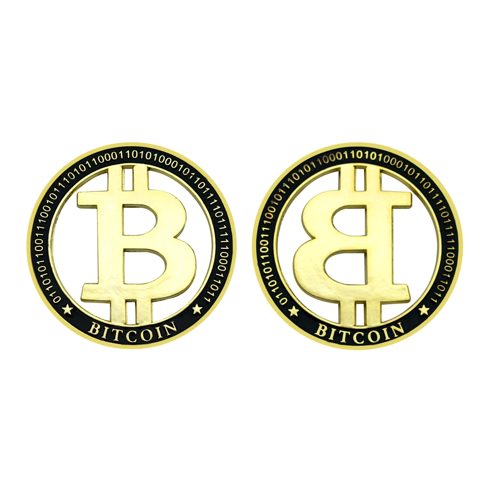 Business Gift Bitcoin Gold Plated Metal Commemorative Coin Chanllenge Coin Good Luck Gift Commercial Collection