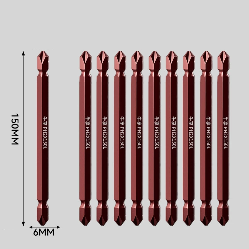 

6inch/150mm Magnetic Impact Double Head Cross Screw Drill Bit, Handheld Screw Disassembly and Assembly Power Tool 10 Piece Set