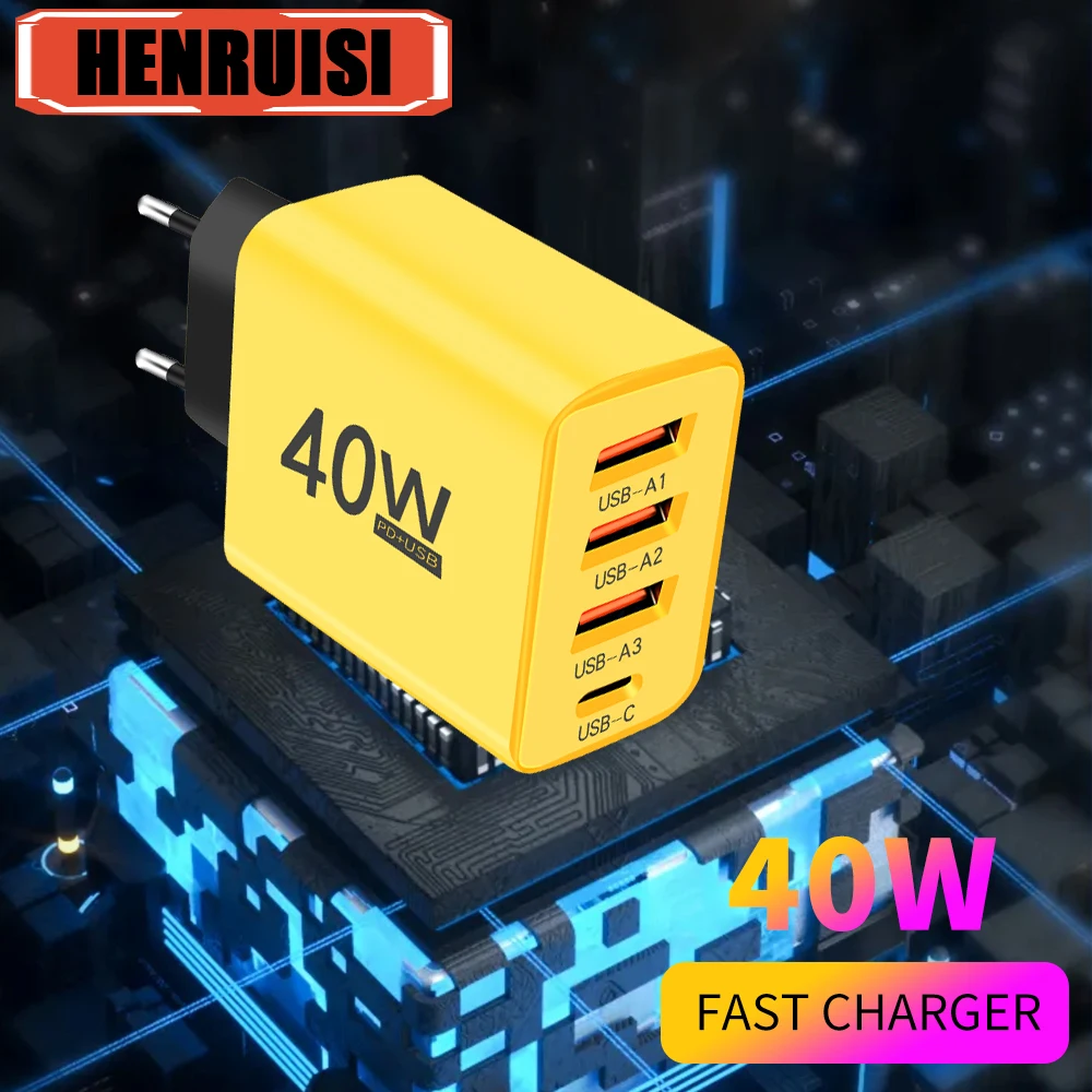 

4-портовое USB-зарядное устройство типа C для быстрой зарядки QC3.0, дорожное зарядное устройство для iPhone, Samsung, Xiaomi, адаптер для мобильного телефона, адаптер с вилкой европейского стандарта и США