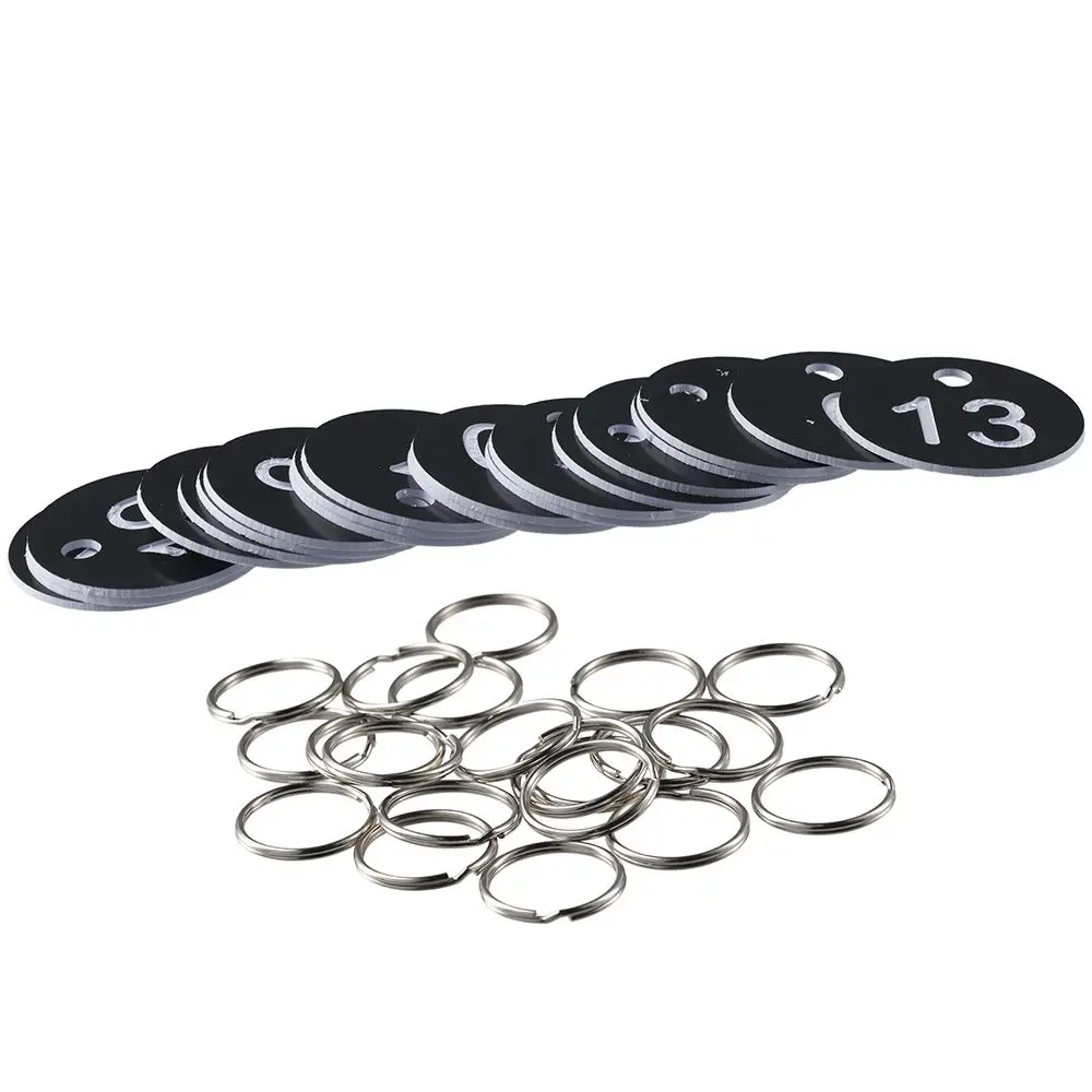 20 Pack Teacher 1-20 Numbers Tags 35mm Black Round Numbered Keychains Office