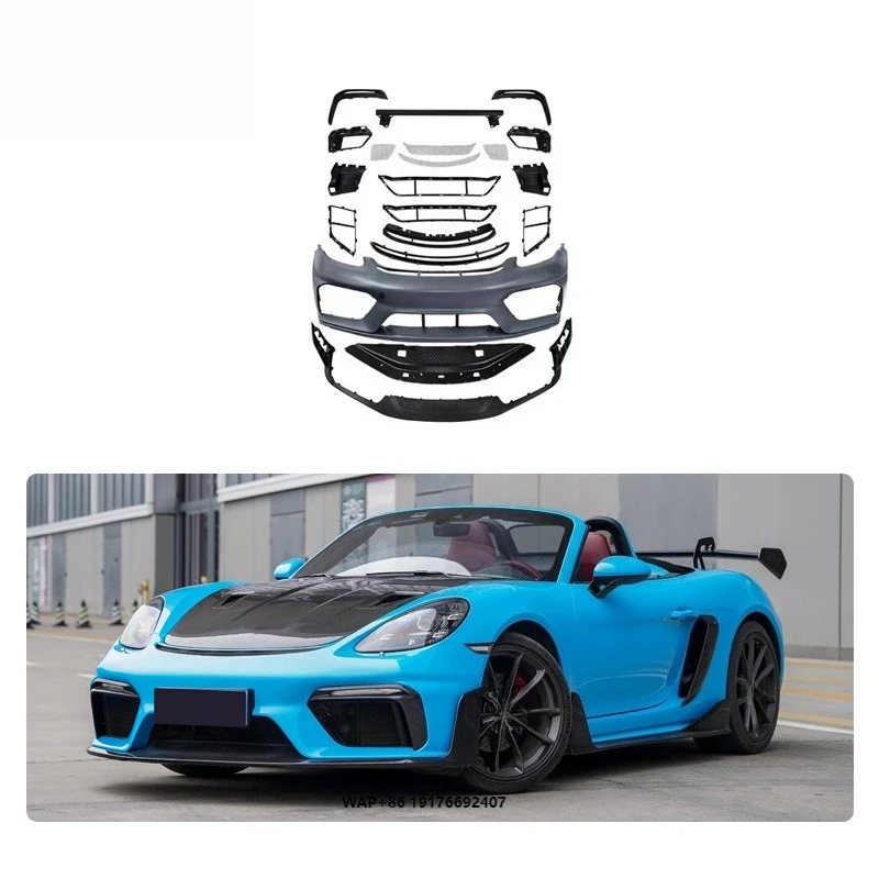 Car Bodykit Carbon Fiber Rear Trunk Wing 16-23 982 Front Bumper Upgrade to GT4RS Full Body Kits for  718 Cayman Boxster