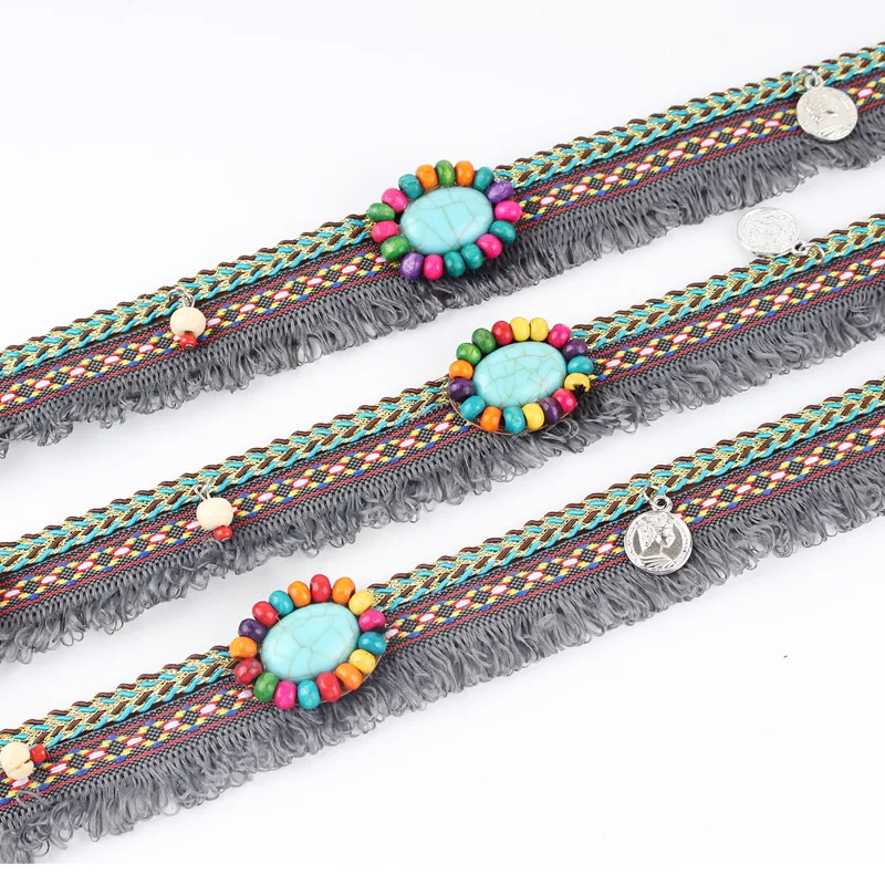Ethnic Colorful Beads Necklace for Women Boho Turquoises Choker Necklaces Cotton Tassel Jewelry On The Neck Clothes Accessories