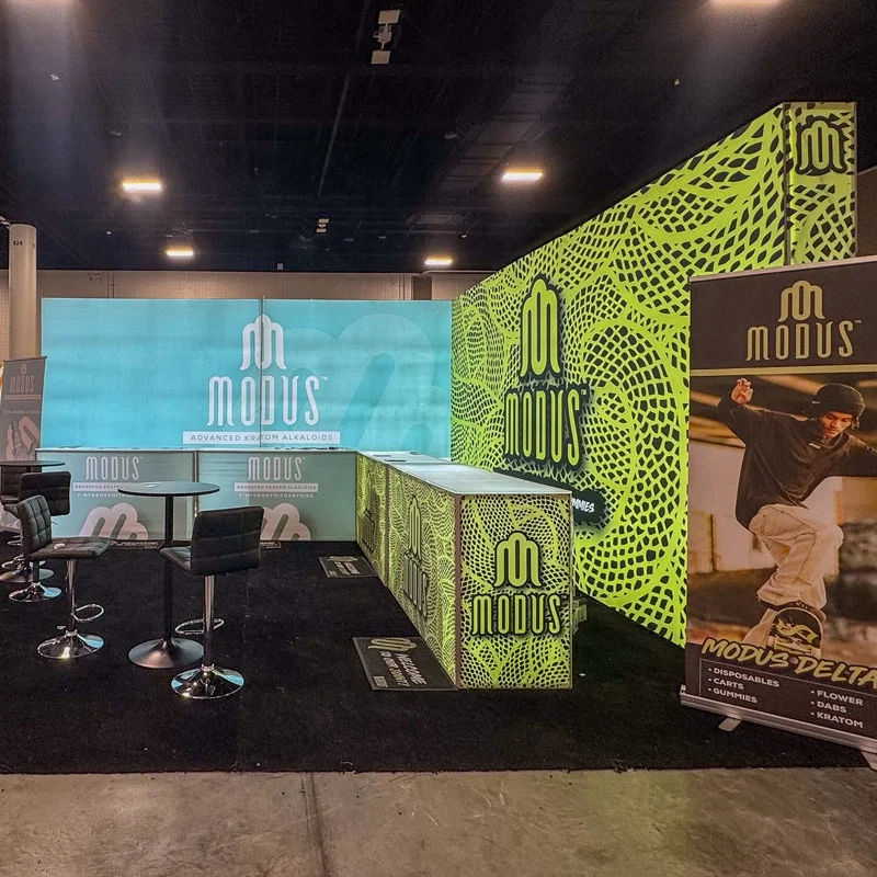 20X20 Foot Portable Trade Show Booth Backdrop Modular Exhibition Booth Design Fair Stand Tradeshow Booth Display with Counter