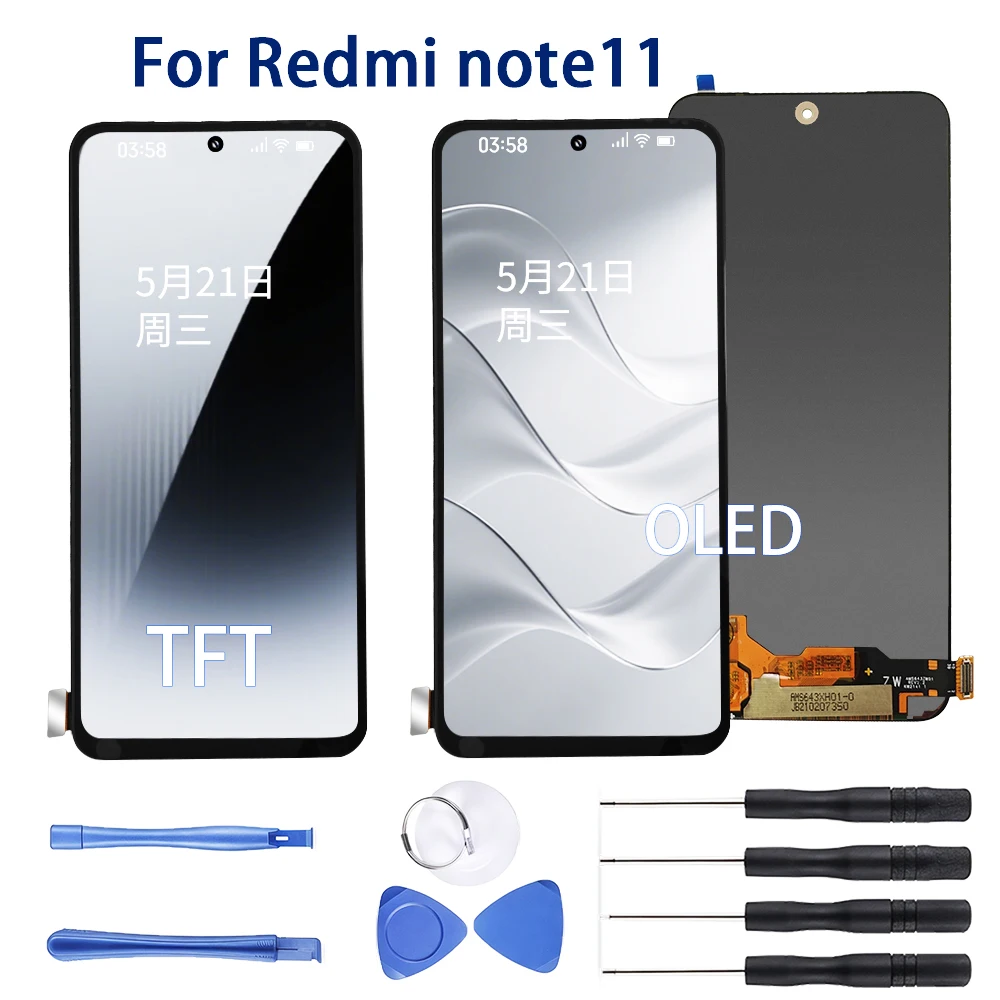 For Xiaomi Redmi Note 11 Note11 2201117TG 2201117TI 2201117TL 2201117TY Display Touch Screen Digitizer Assembly Pantalla OLED