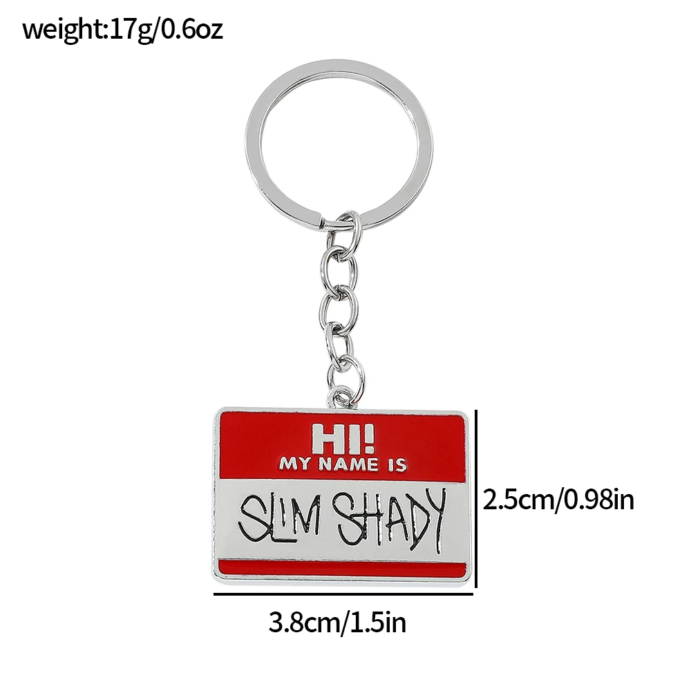 Slim-Shady Hippie Choker Necklace for Men Square Pendant Alloy Bead Chain Rapper Jewelry with Keychain Hip Hop Style