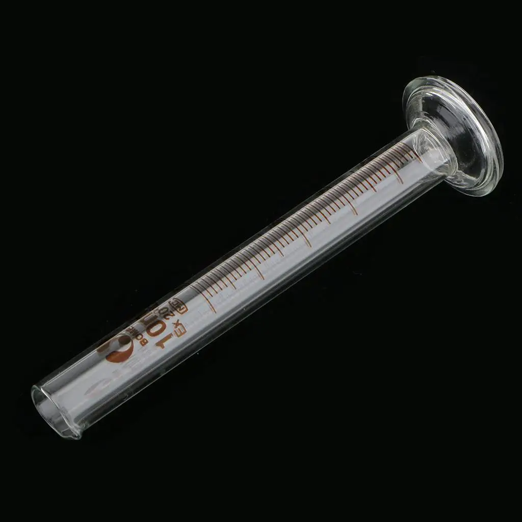 Glass Graduated Cylinder 10ml Single Metric Scale Clear Borosilicate Heavy Duty for Scientific Lab Measurement Supplies
