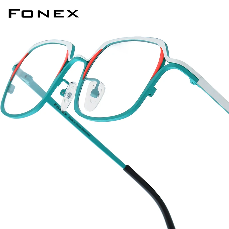 FONEX Multicolor Titanium Glasses Frame Men New Fashion Brand Design Square Eyeglasses Women High Quality Japanese Eyewear 85857