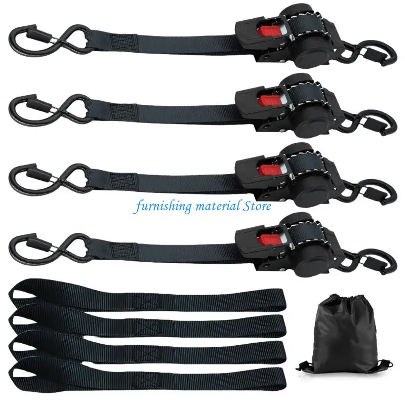 Picture 3: Y5GD Retractable Ratchet Straps with S Hook Cargo Ratchet Tie Down Luggage Belt for Trailers Vehicles