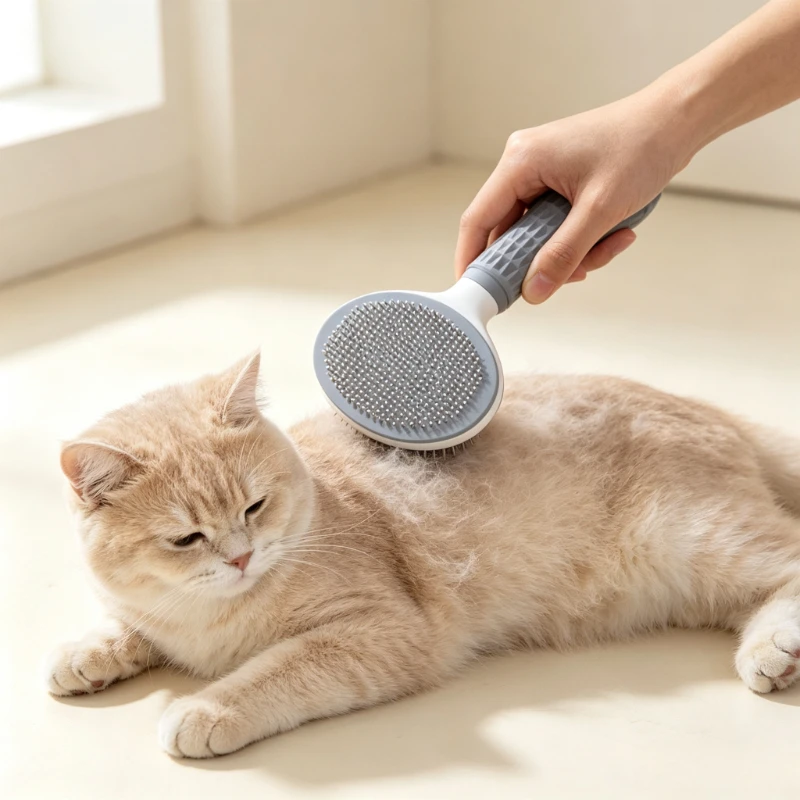 One Click Pet Hair Remover Brush Press Design Floating Hair Comb Dog Cat Grooming Cleaning Supplies