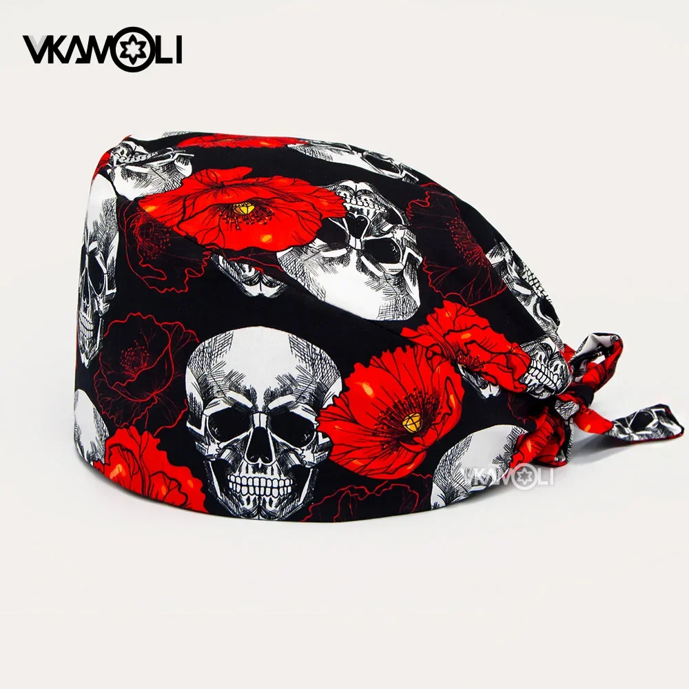 Sugar skull Printing scrub cap cappelli chirurgici regolabili cappellino da lavoro da laboratorio per donna uomo scrub hat cappellini da laboratorio