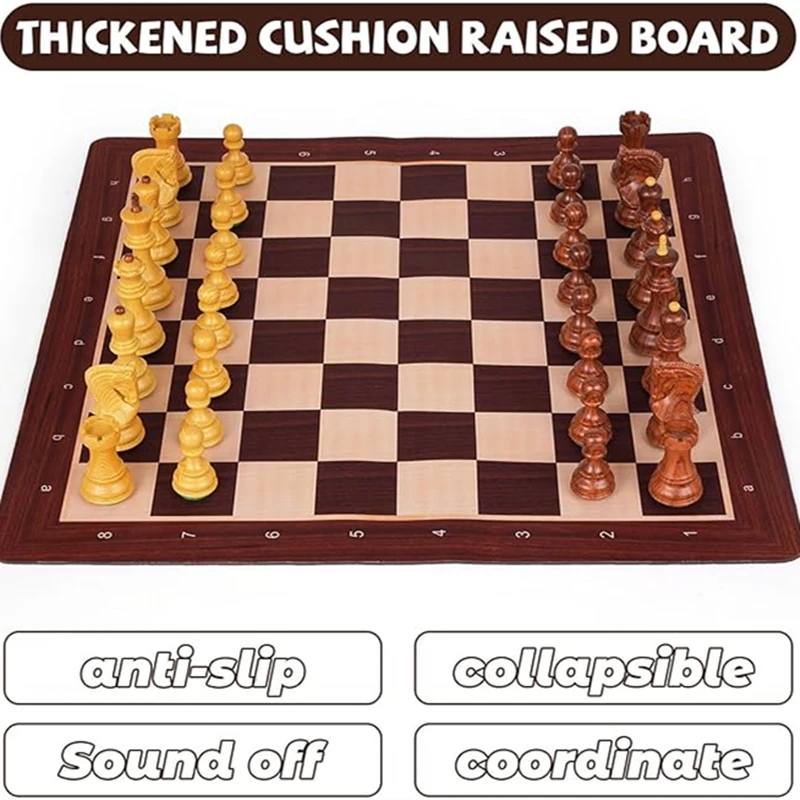 International Chess Set 51cm/20inch Foldable Rubber Chessboard, New Large King Size 9.6cm/3.8inch Heavy Chess Game Set view 4