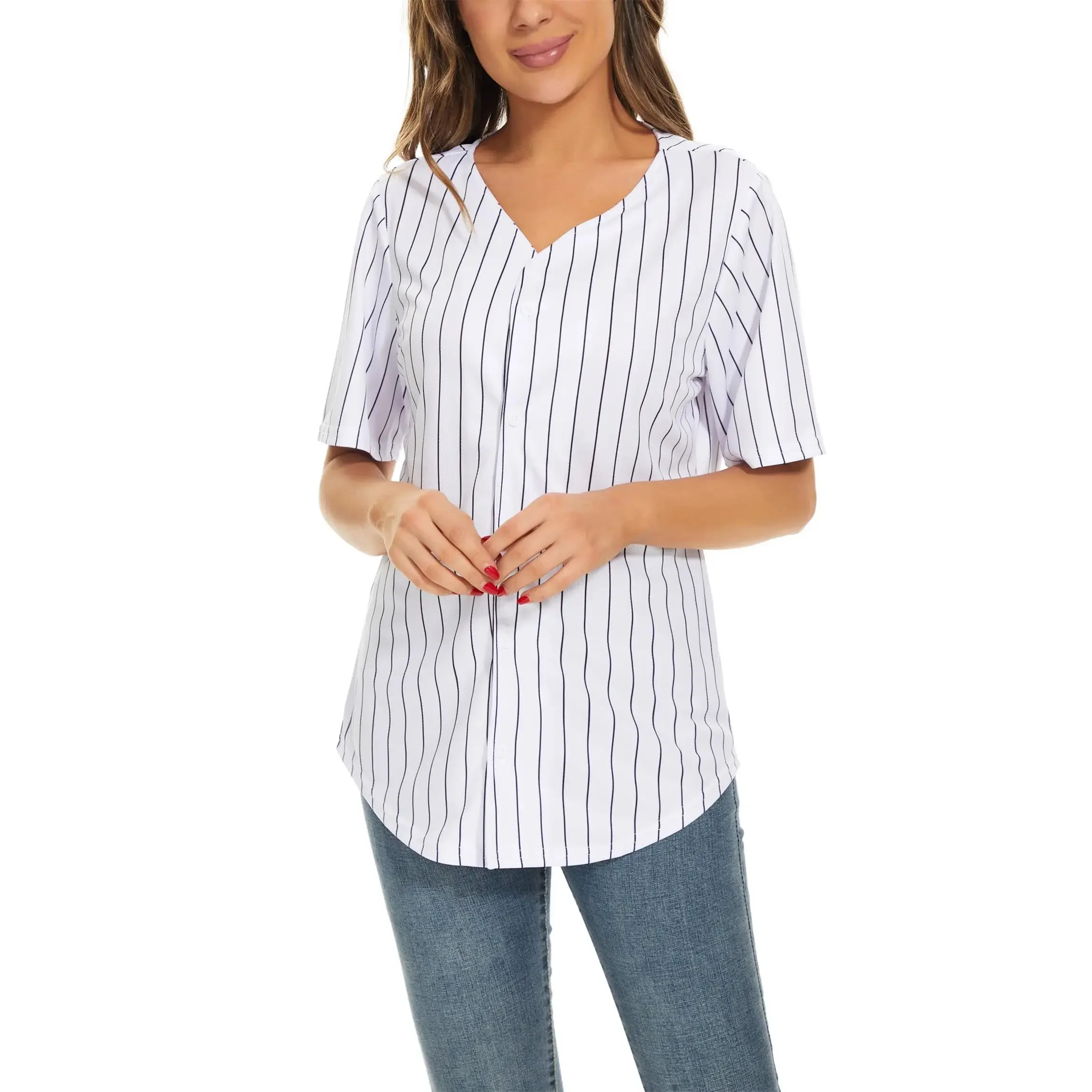 Womens Baseball Jersey Shirt Button Down Blank Softball Jersey Hip Hop Shirts