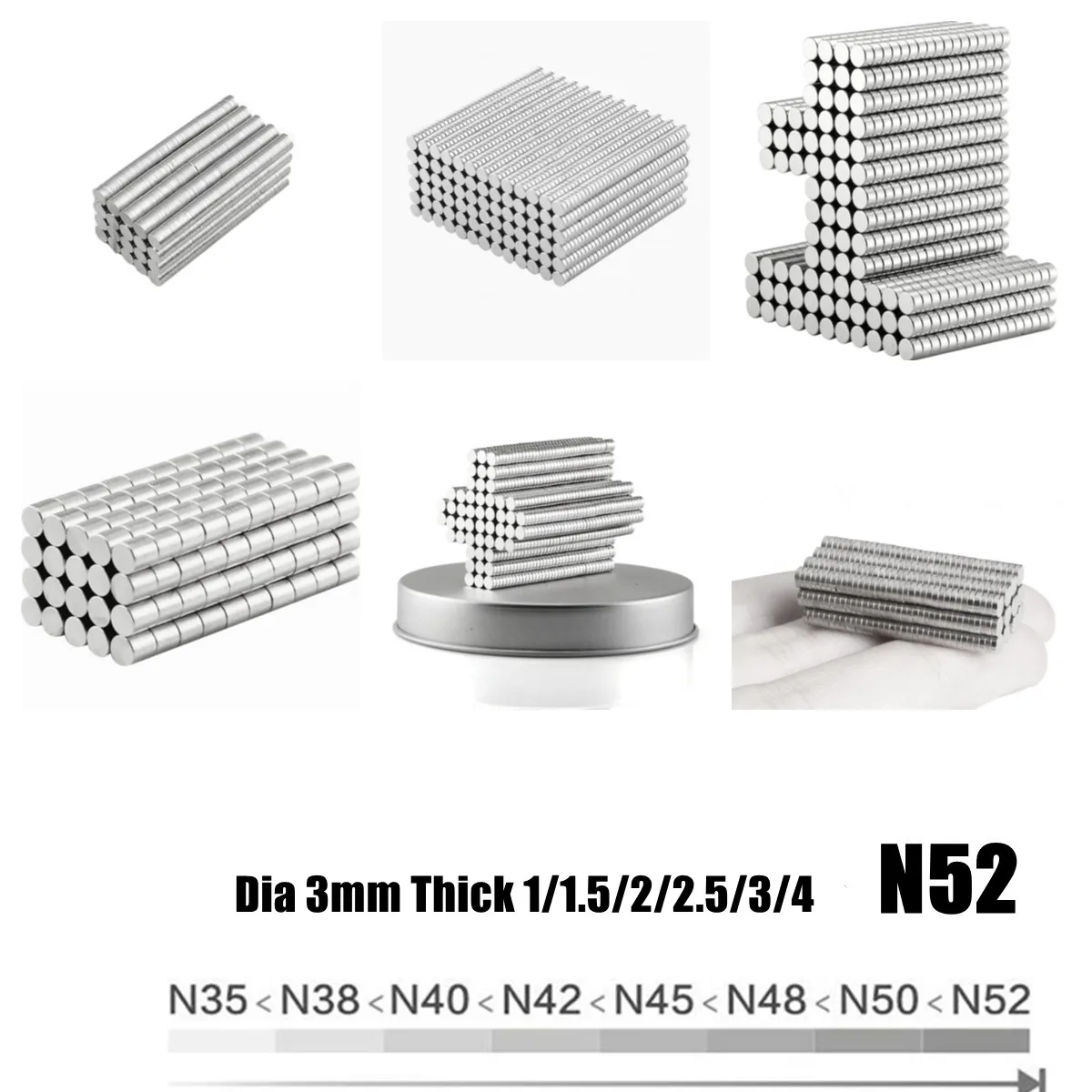 

20pcs N52 Round Magnet 3x1mm 3x1.5mm 3x2mm 3x2.5mm 3x3mm 3x4mm Magnet Permanent NdFeB Super Strong Powerful Magnets 3mm