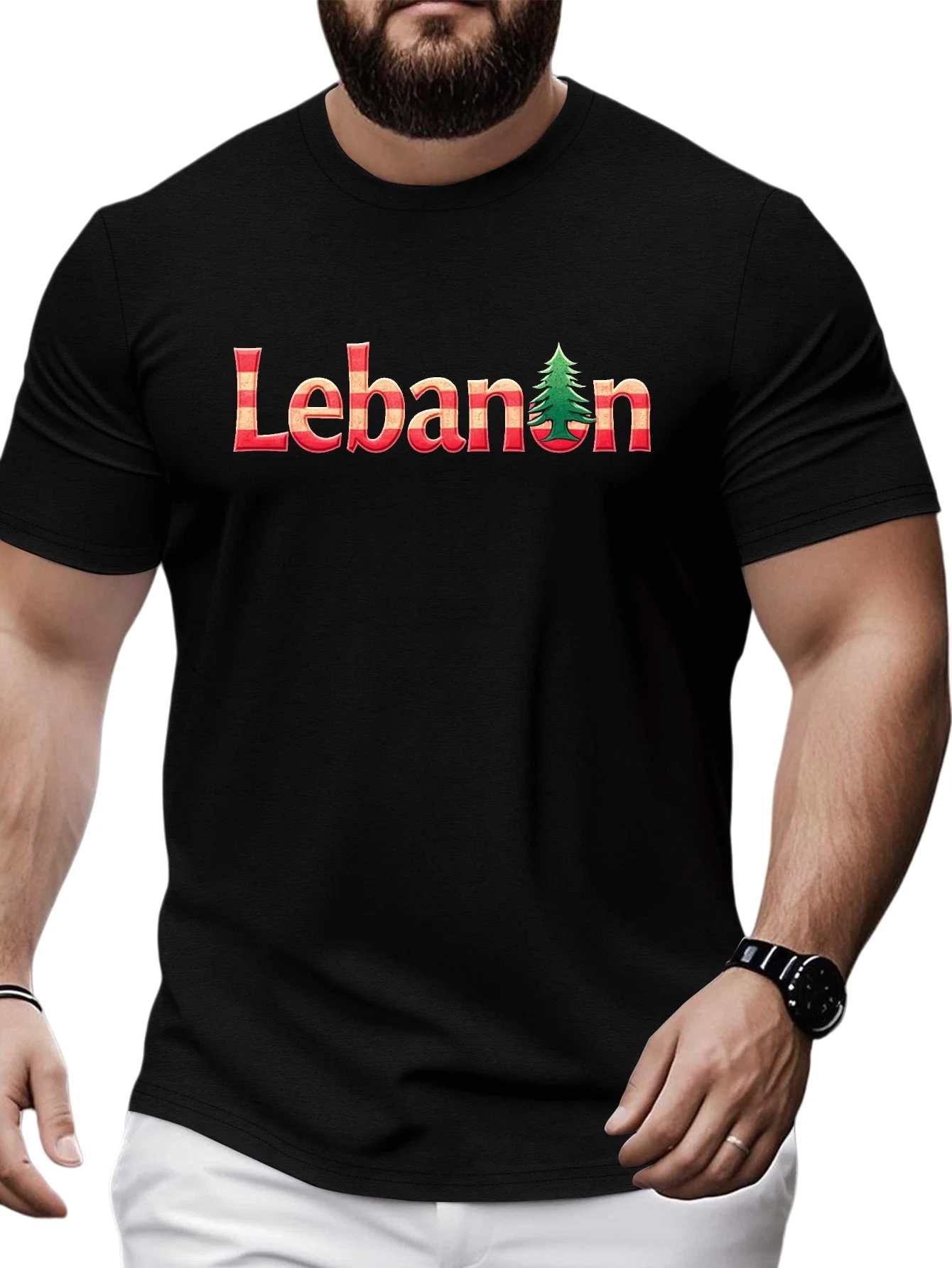 Men'S T-Shirt in Featuring a Unique Crinkle Pattern Inspired by Lebanon.