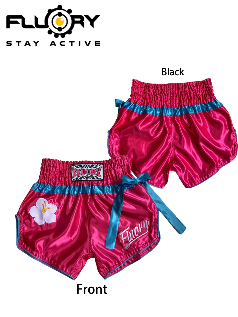 FLKKY Rose rouge filles couleur bloquée Muay Thai Shorts combat gratuit Arts martiaux mixtes boxe entraînement compétition MMA Shorts