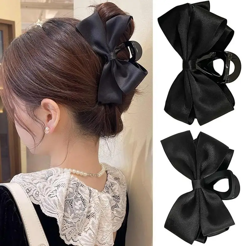 Bow Knot Hair Clips Hepburn style bow grip clip Shark clip Hair Claws Hair Clips Headwear  Black Bow Grab Clip Hair Accessories