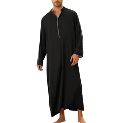 Men Muslim Islamic Kaftan Arab Vintage Long Sleeve Men Thobe Robe Loose Dubai Saudi Arab Kaftan Men Clothing 2023