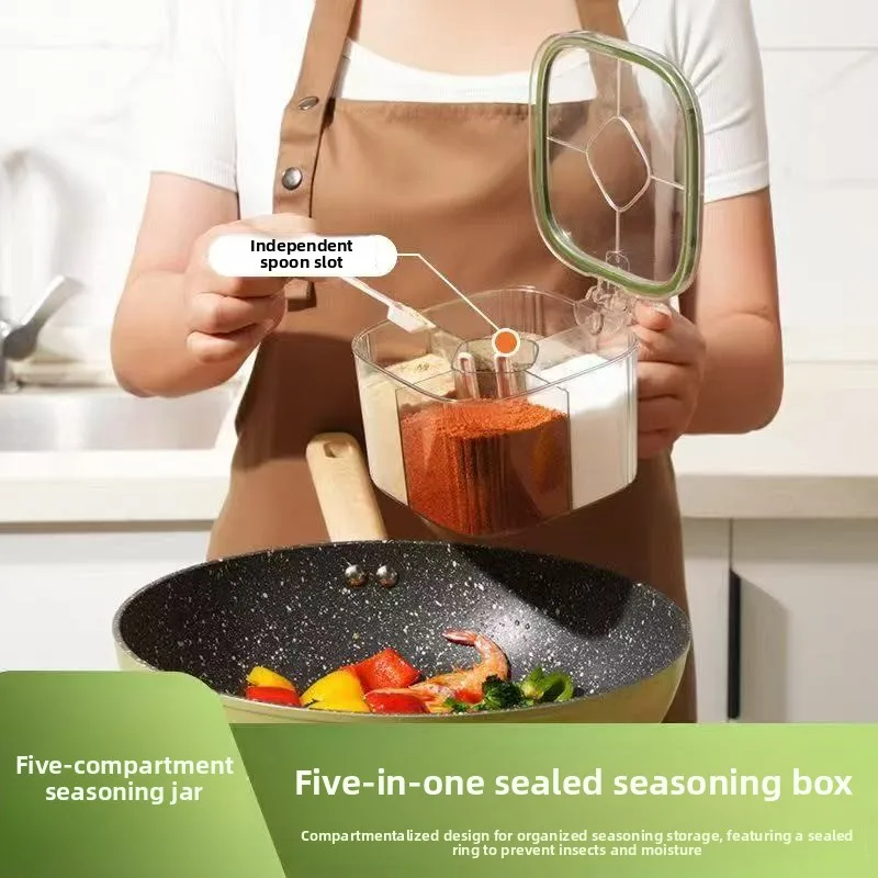

Household kitchen seasoning can combination set integrated multi-grid salt monosodium glutamate pepper storage seasoning bottle