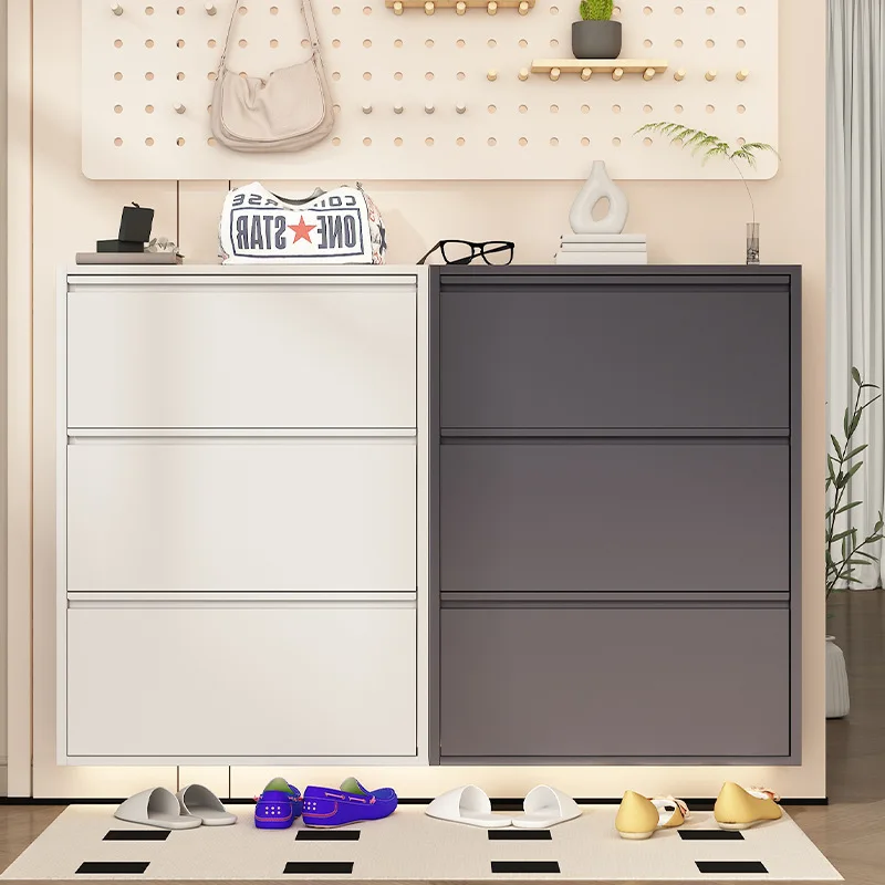 Steel Shoe Cabinet 12CM Household Door Entry Door Ultra-thin Simple Modern Shoe Cabinet Corridor Very Narrow Tipping Bucket Cabi