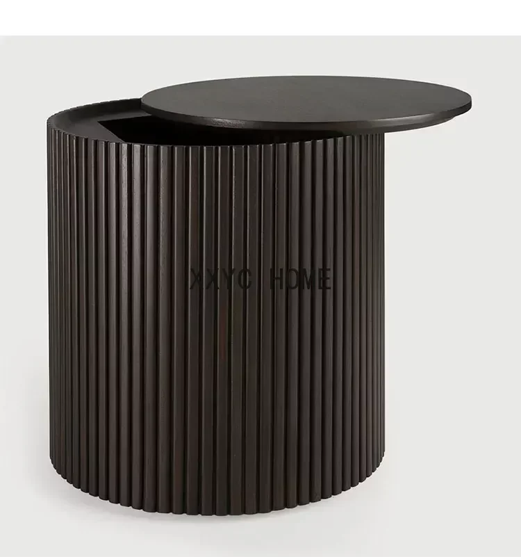 

Скандинавский минималистичный круглый угловой столик из цельного дерева для гостиной, дивана, боковой домашний прикроватный столик, небольшой круглый столик