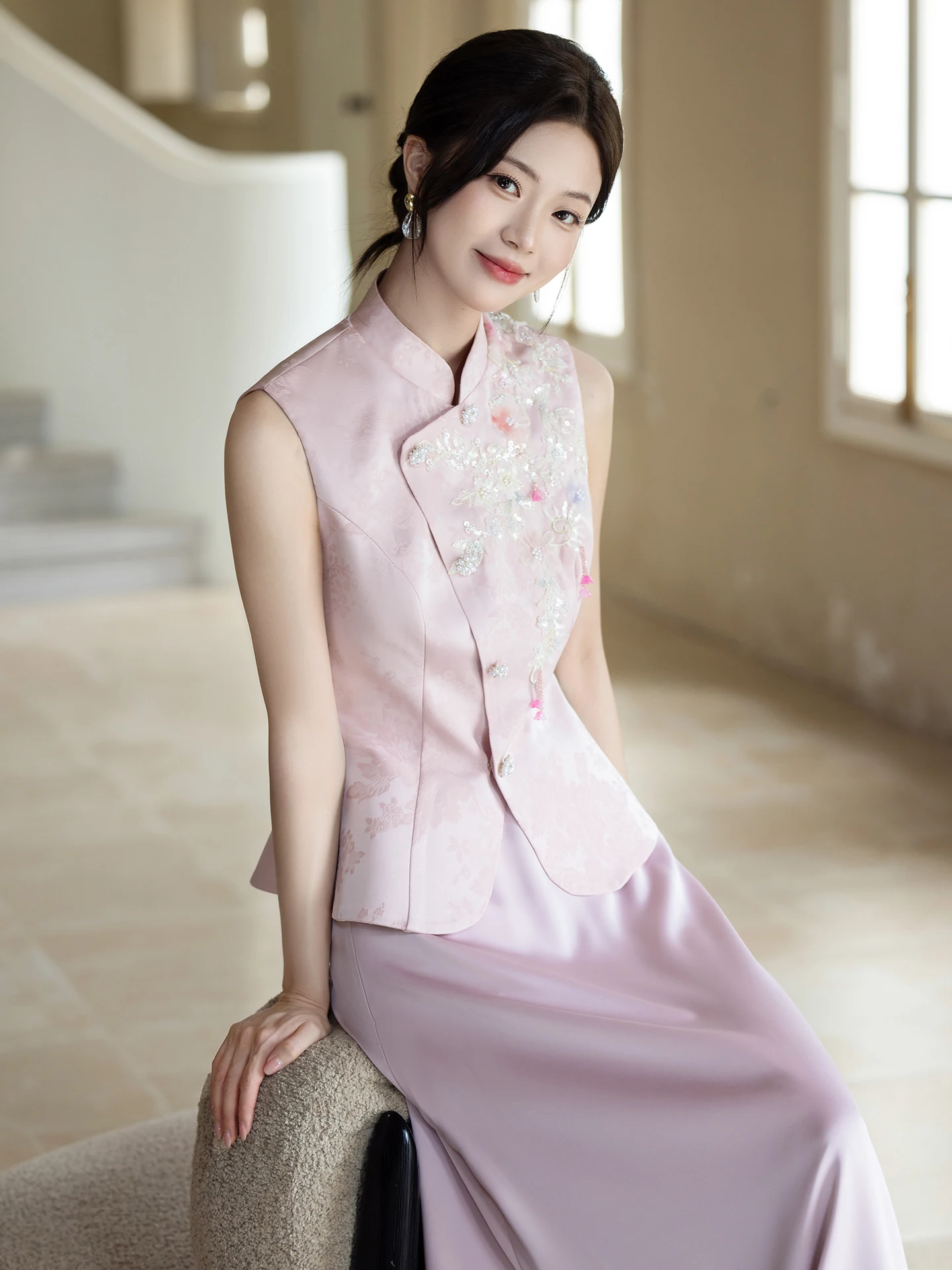 

Ele Pink Wedding Dr Set New Chinese Sle Engagement Ceremony Dr Long Svel Gown for Young Women