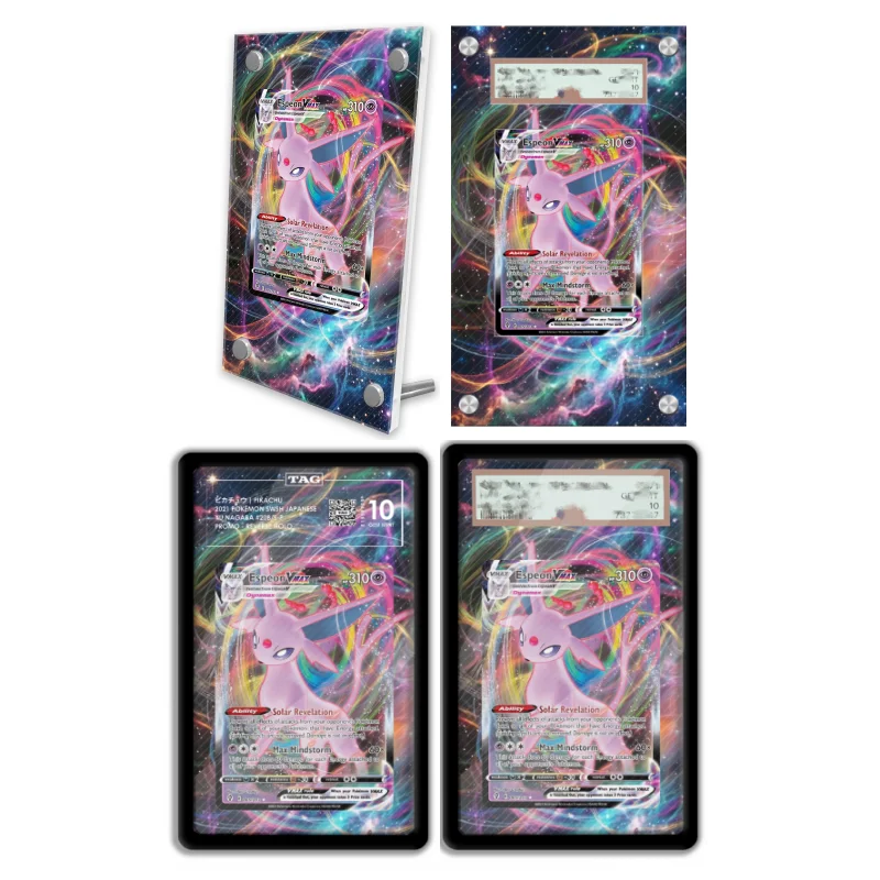 Présentoir d'art anime pour Pokémon Evolving Skies Espeon, avec art de jeu anime, étui de protection en acrylique, porte-clés et figurines de collection