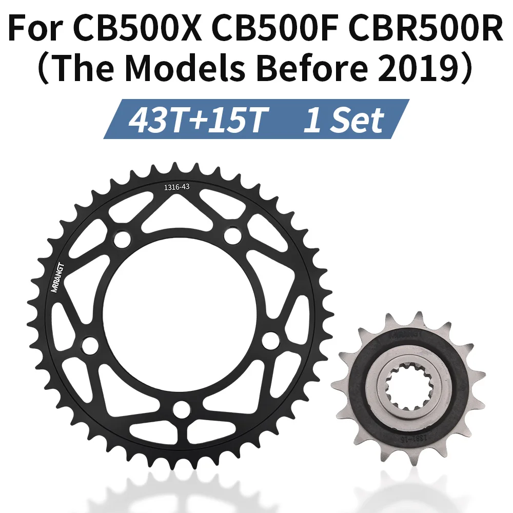 MRRANGT 15T Front 41T 43T Rear Sprocket For Honda CB500X CB500F CBR500R 2019 Year Before After CB 500 X Motorcycle Chainring Set