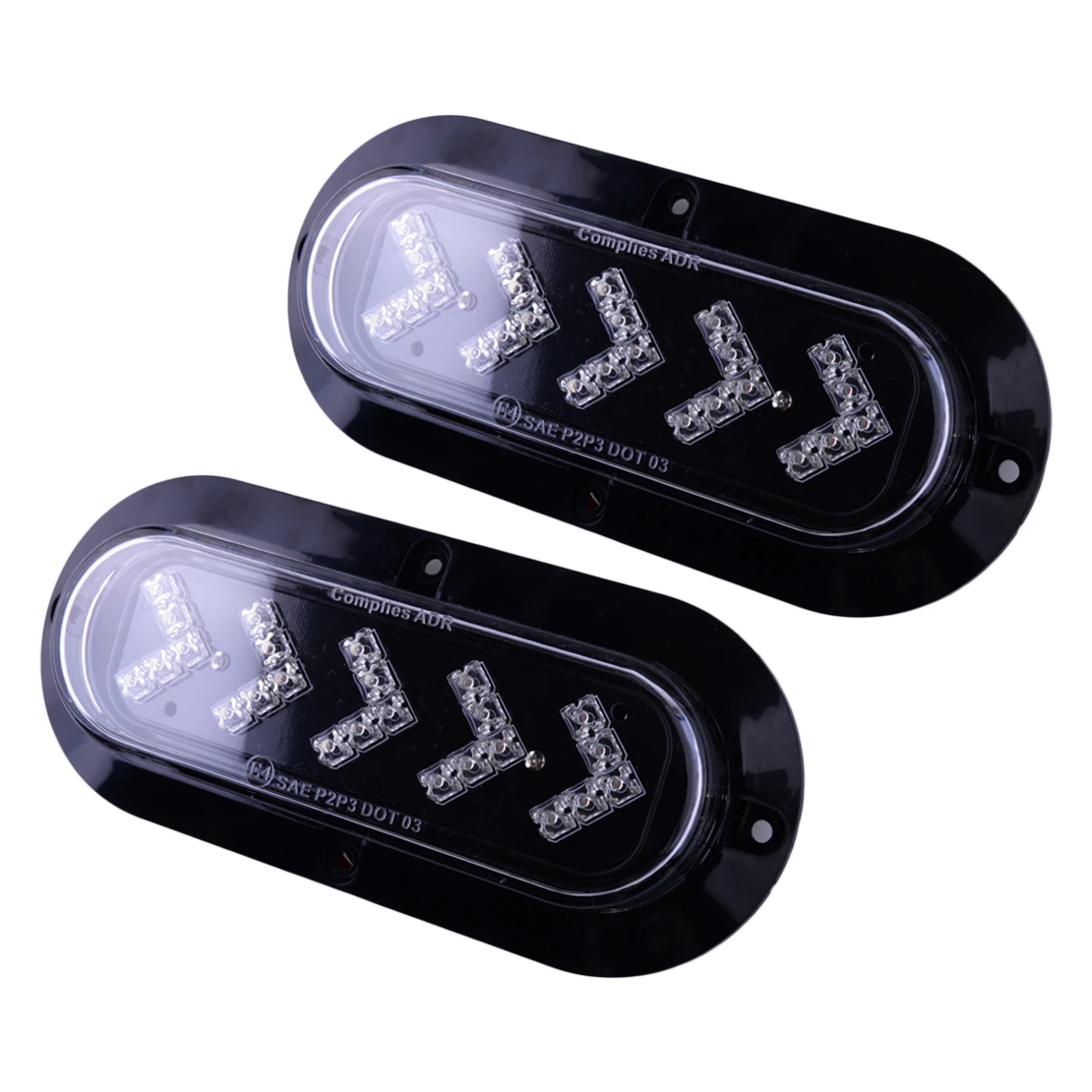 2Pcs Clear Lens Red LED Car Truck Trailer Oval Side Marker Turn Signal Light Lamp 12-24V
