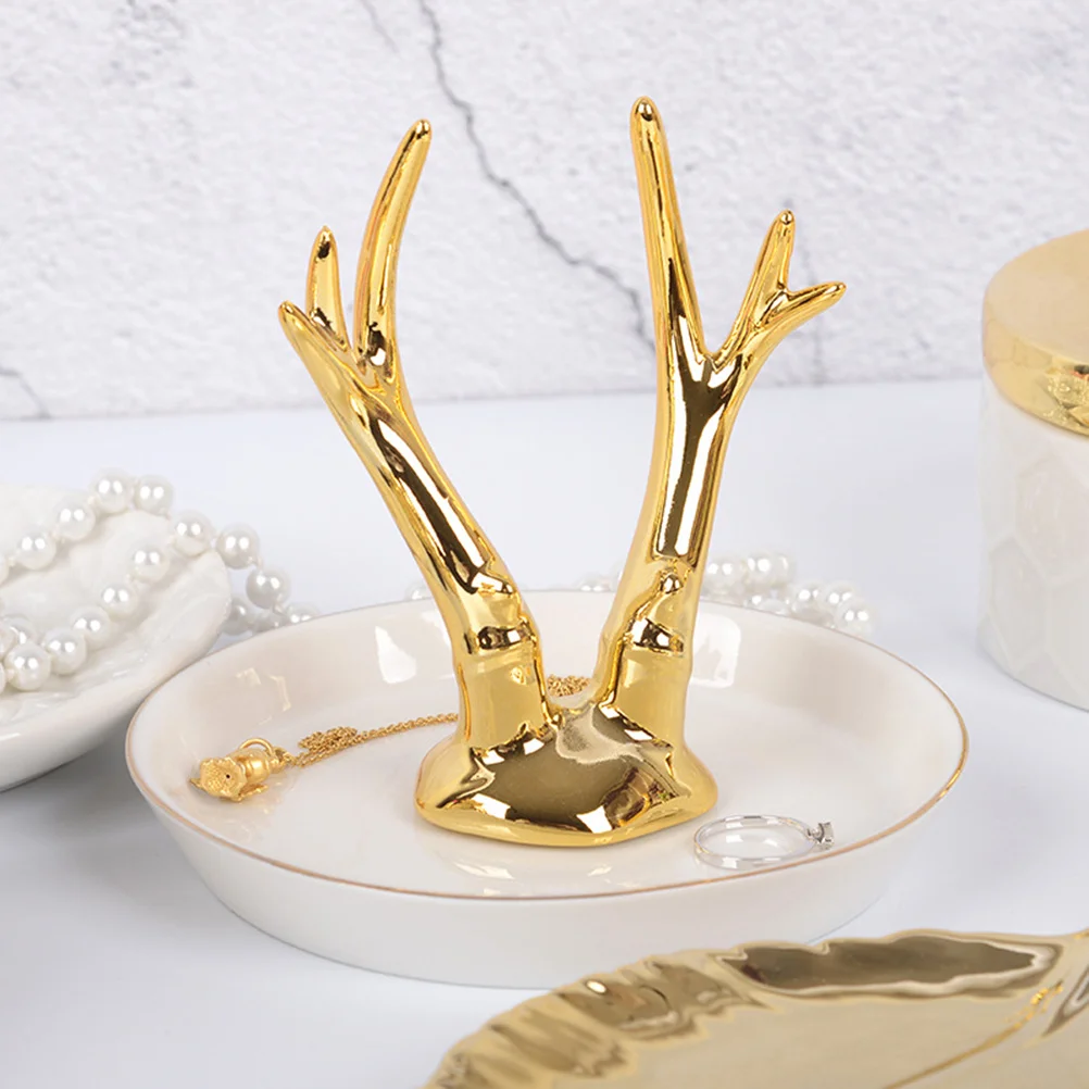 

Керамический поднос для ювелирных изделий из рога оленя, органайзер, держатель для колец, поднос для ожерелья, функциональное блюдо для ювелирных изделий для украшения дома