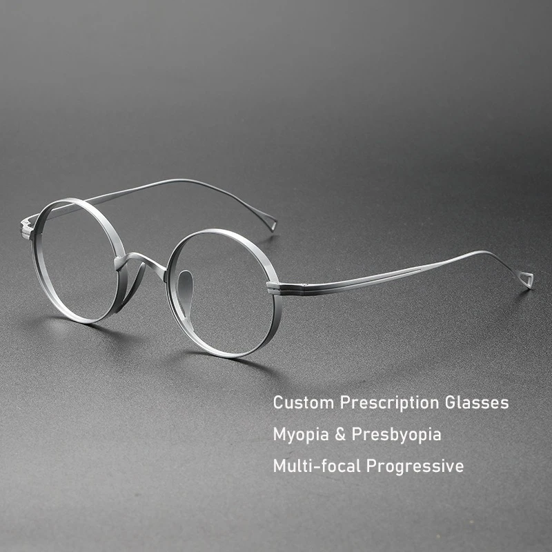 

Retro Round Titanium Frame Custom Prescription Glasses Men Women Photochromic Anti-Blue Light Myopia Lenses