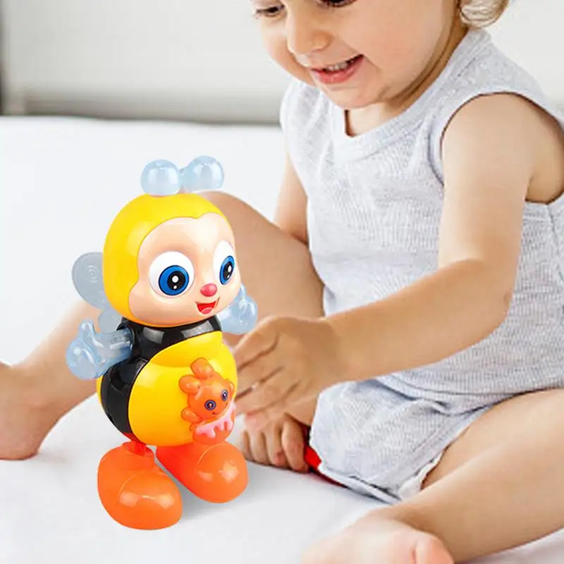 Crianças dançando brinquedos abelha elétrica com música & luzes sensorial diversão desenvolvimento dos desenhos animados dança abelha para crianças natal páscoa