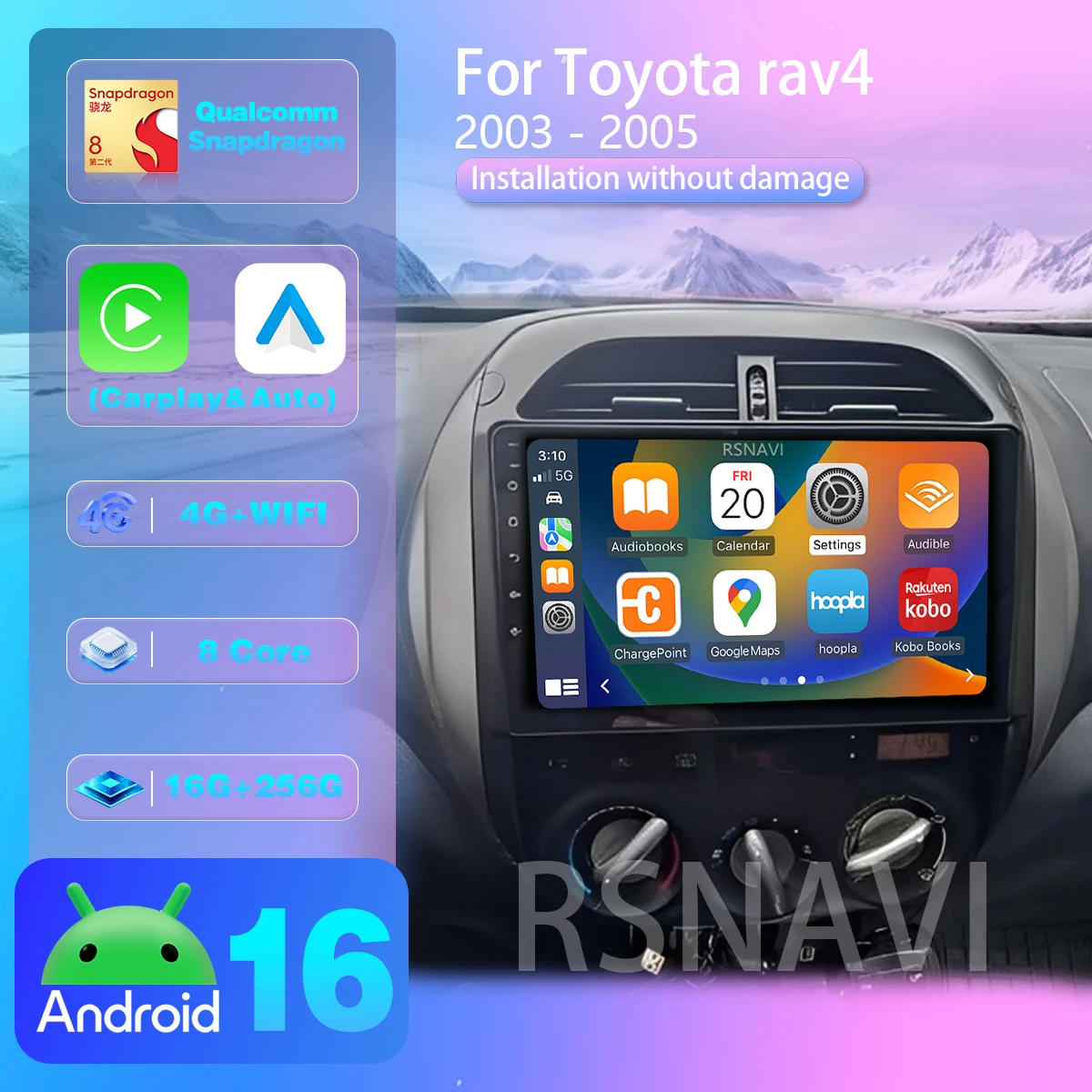 Android 16 para Toyota RAV4 RAV 4 2003 - 2005, Pantalla Carplay para Auto, Radio para Auto, Reproductor Multimedia DAB+, Cámara 360, DVD, GPS, BT, WIFI+4G