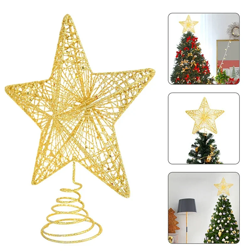 

Gold Glitter Christmas Tree Top Star Decoration for Home Xmas Ornaments Navidad New Year 2021 Noel